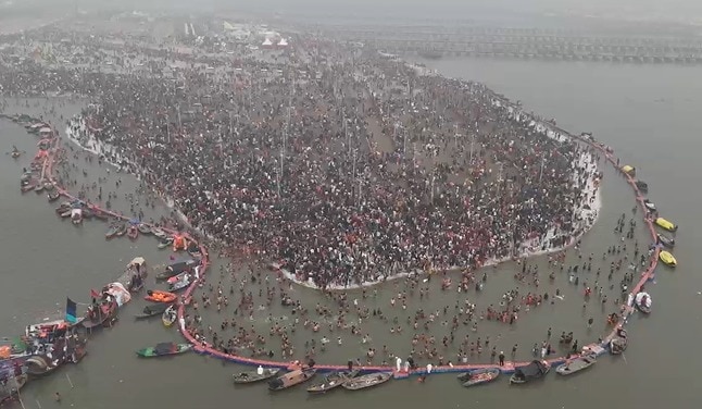 drone shots of maha kumbh