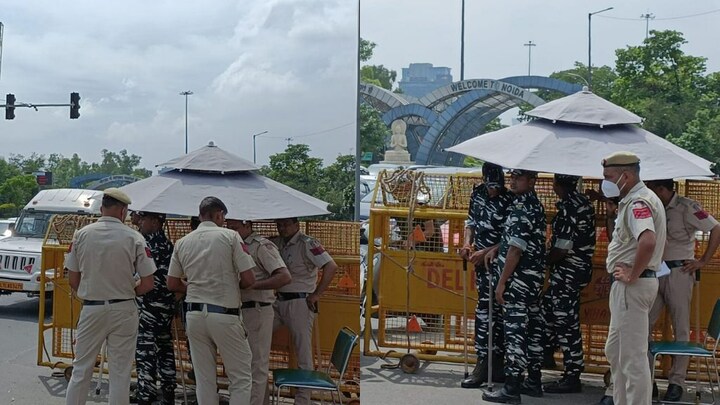 जंतर-मंतर पर किसानों की महापंचायत को लेकर नोएडा-दिल्ली बॉर्डर पर भारी पुलिस फोर्स तैनात UP Tak