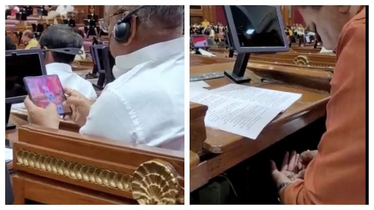 यूपी विधानसभा में BJP विधायकों ने खेला वीडियो गेम, खाया तंबाकू? अब वीडियो हो रहा वायरल UP Tak