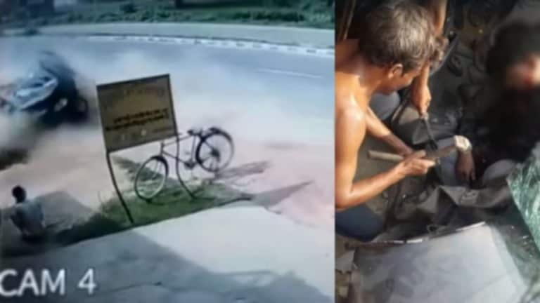 हरदोई: तेज रफ्तार कार का टायर फटा, डिवाडर से टकराकर जेसीबी में घुसी, ऐसे निकली डेड बॉडी UP Tak