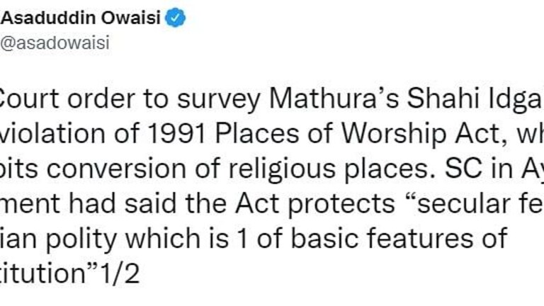 कृष्ण जन्मभूमि-शाही ईदगाह मस्जिद: ओवैसी बोले- कोर्ट मुस्लिम विरोधी हिंसा का रास्ता खोल रहा UP Tak