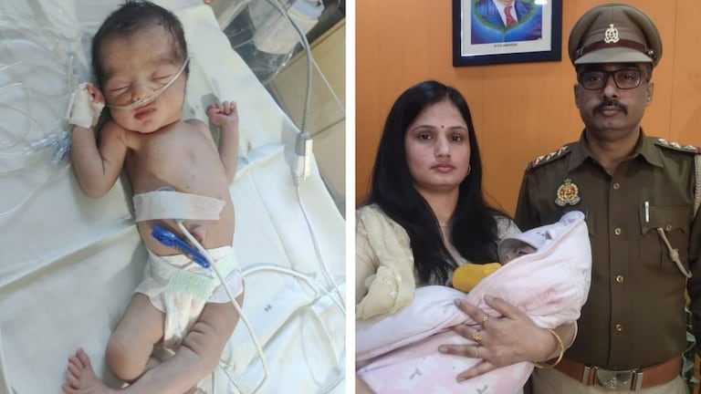 ग्रेटर नोएडा: पुलिस को झाड़ियों में मिली नवजात बच्ची, SHO की पत्नी ने स्तनपान करा बचाई जान UP Tak