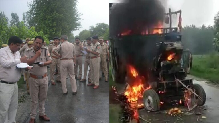 रामपुर: ट्रैक्टर की चपेट में आने से कांवड़िये की मौत, गुस्साए लोगों ने ट्रॉली में लगाई आग UP Tak