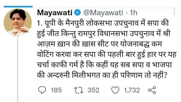 मैनपुरी में सपा और रामपुर में BJP की जीत पर मायावती ने कही ये बात, लगाया बड़ा आरोप UP Tak