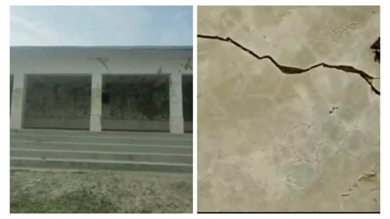 देवरिया: अंत्येष्टि स्थल बनाने में भी कर गए घोटाला? दो साल में ही टूटी फर्श, दीवारें क्रैक UP Tak