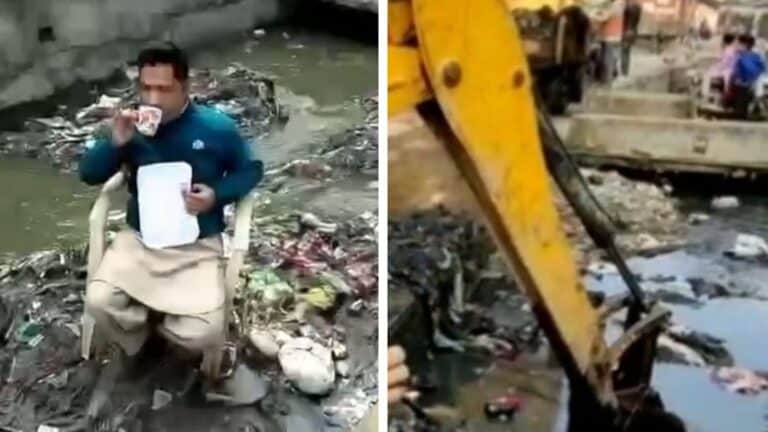 मुरादाबाद में नाले पर कुर्सी डाल बैठ गया शख्स और पीने लगा चाय, पर क्यों? वीडियो हुआ वायरल UP Tak