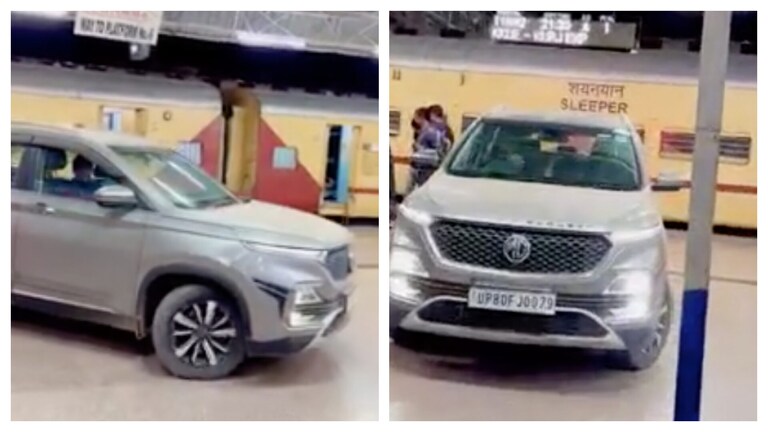 आगरा रेलवे स्टेशन के प्लेटफॉर्म पर कार ले आया युवक, बेधड़क बनाई रील, फिर आराम से निकल गया UP Tak