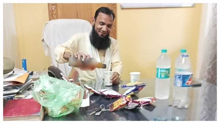 सहारनपुर में चौकी इंचार्ज की कुर्सी पर बैठ शराब पीने लगा शख्स, फोटो वायरल, अब हुआ ये एक्शन UP Tak