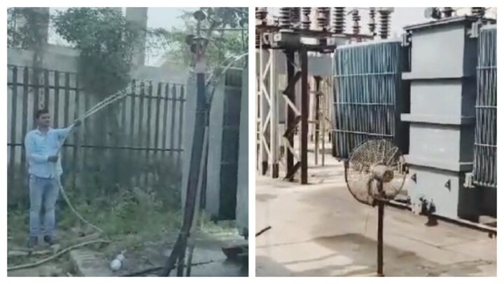 बस्ती में ट्रांसफॉर्मर को लग रही गर्मी! उसे नहलाया जा रहा पानी से, दी जा रही पंखे की हवा UP Tak