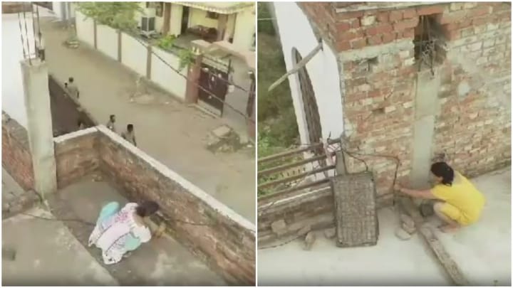 वाराणसी: ड्रोन कैमरा देखते ही महिलाएं बिजली चोरी के लिए छतों पर लगे तार को लगीं हटाने UP Tak