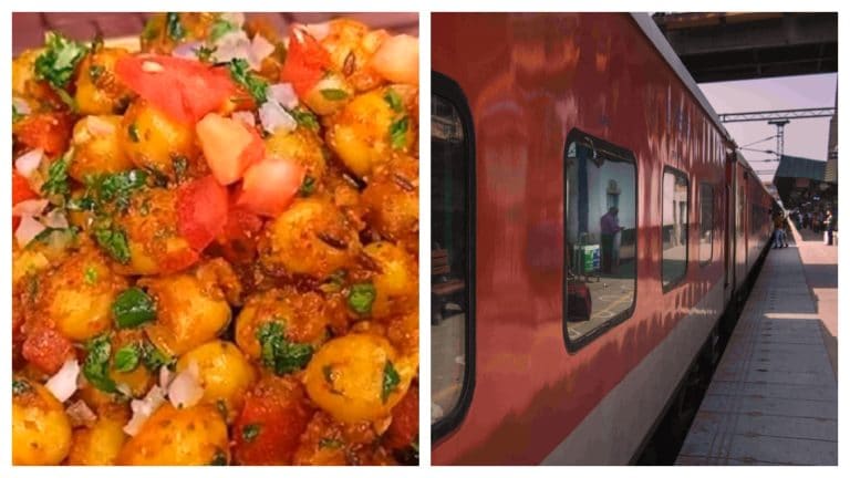झांसी से चली गतिमान एक्सप्रेस, यात्री ने खाया ट्रेन में मिला छोला, तो मुंह में आया मांस! UPTak