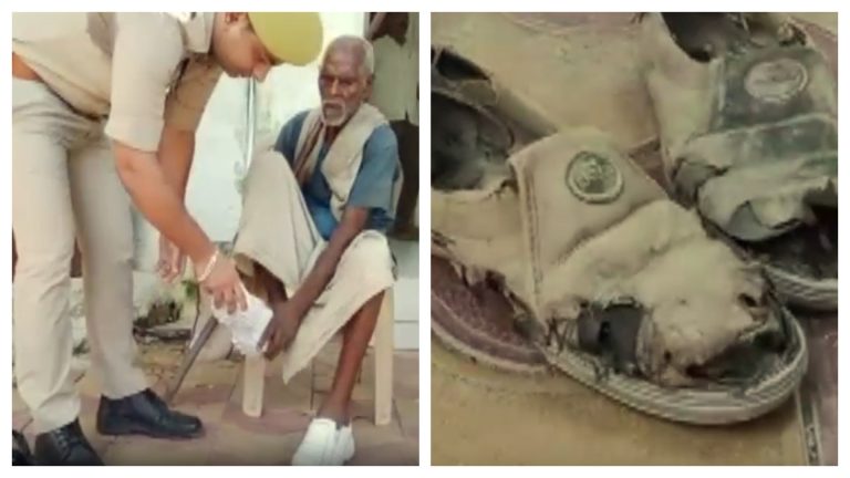 80 साल के बुजुर्ग ने पहन रखे थे फटे हुए जूते, कानपुर पुलिसकर्मी ने फिर जो किया, हो गया वायरल UP Tak