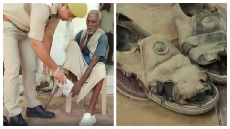 80 साल के बुजुर्ग ने पहन रखे थे फटे हुए जूते, कानपुर पुलिसकर्मी ने फिर जो किया, हो गया वायरल UP Tak