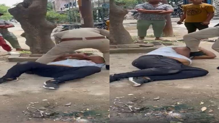 गाजियाबाद में पुलिसवाले ने युवक को जमीन पर गिराकर लात-घूंसों से खूब मारा, वीडियो वायरल UP Tak