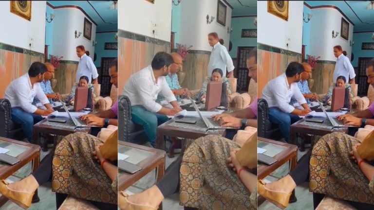 छापेमारी में जब अधिकारी पत्नी तंजीम फातिमा से कर रहे थे पूछताछ तो पीछे इस हाल में दिखे आजम UP Tak