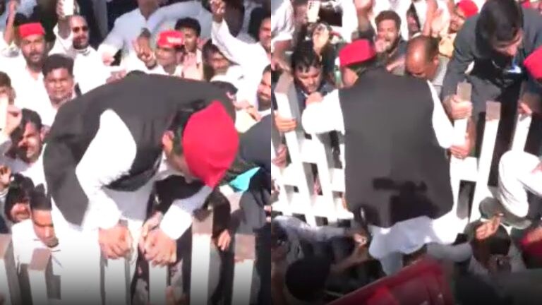 JPNIC के गेट पर LDA ने लगाया ताला, तैनात थी फोर्स पर अखिलेश चढ़ कर फांद गए गेट, देखिए UP Tak