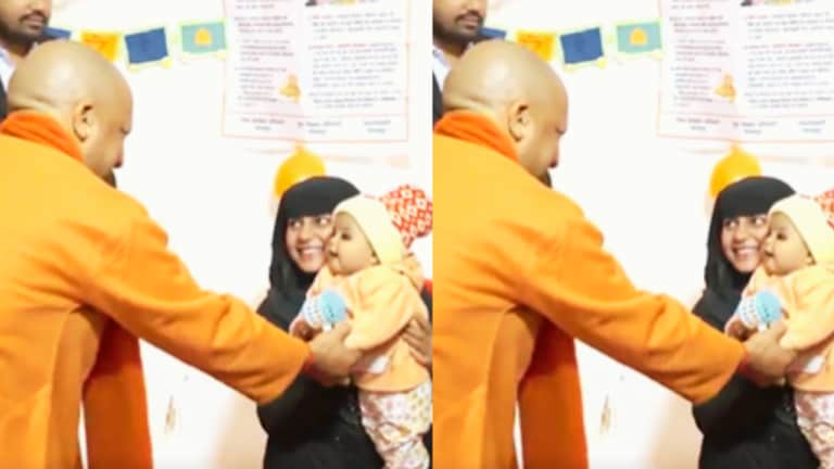 बुर्का पहने महिला की गोद में था बच्चा, देखिए CM योगी आदित्यनाथ खिलौना देकर कैसे लगे दुलारने UP Tak