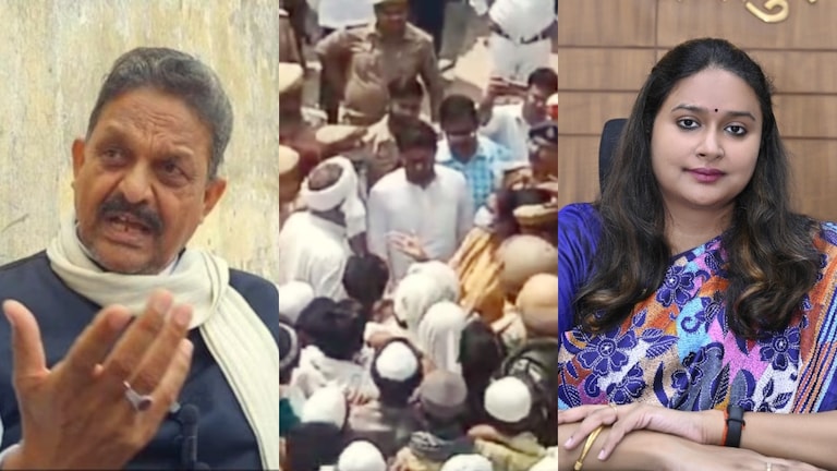 मुख्तार की कब्र पर मिट्टी को लेकर अफजाल अंसारी-गाजीपुर DM आर्यका अखौरी के बीच जबरदस्त बहस mukhtar ansari