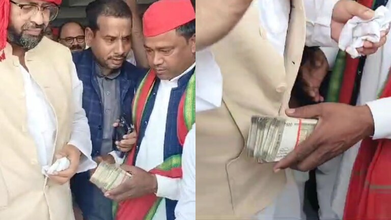 सुल्तानपुर सपा प्रत्याशी बांट रहे नोटों की गड्डियां! बोलें- लोकतंत्र बचाने के लिए मिल रहे पैसे Sultanpur