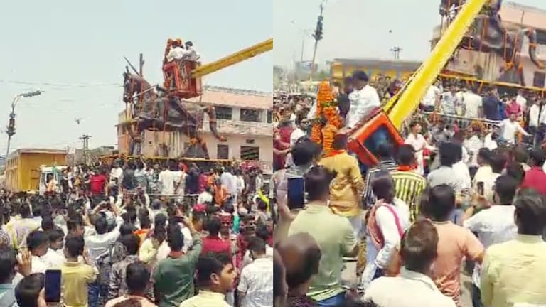 मैनपुरी में महाराणा प्रताप की मूर्ति पर माल्यार्पण कर रहे थे बीजेपी वाले, क्रेन से कांड ही हो गया Mainpuri, Mainpuri News, Samajwadi Party, Maharana Pratap, Maharana Pratap Jayanti, BJP, UP News, Viral Video, UP News