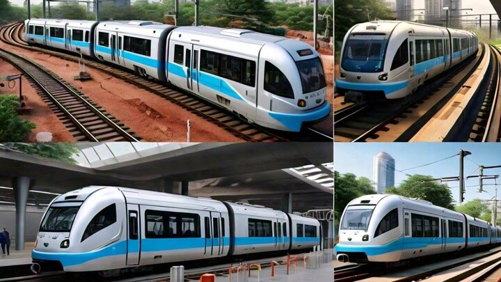 परीचौक से नोएडा एयरपोर्ट के बीच अब पॉड टैक्सी की बजाय चलेगी लाइट रेल ट्रांजिट, कैसी होगी ये? Meta AI generated picture