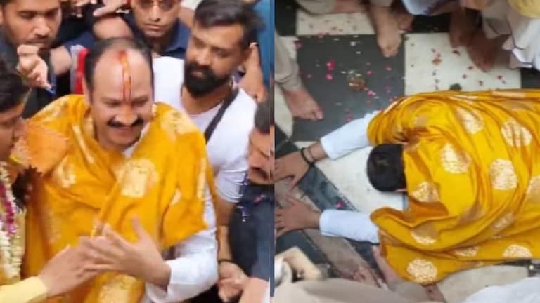 पहले हुए दंडवत फिर रगड़ी नाक, विवादित बयान पर राधा रानी से प्रदीप मिश्रा ने इस तरह मांगी माफी Mathura