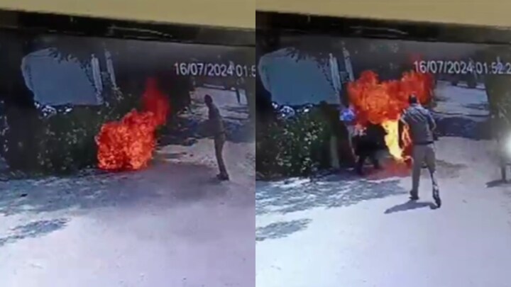 अलीगढ़: थाने में पुलिसवालों के सामने बेटे ने पेट्रोल डालकर मां को जिंदा जलाया, फिर बनाने लगा वीडियो aligarh News