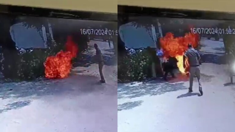 अलीगढ़: थाने में पुलिसवालों के सामने बेटे ने पेट्रोल डालकर मां को जिंदा जलाया, फिर बनाने लगा वीडियो aligarh News