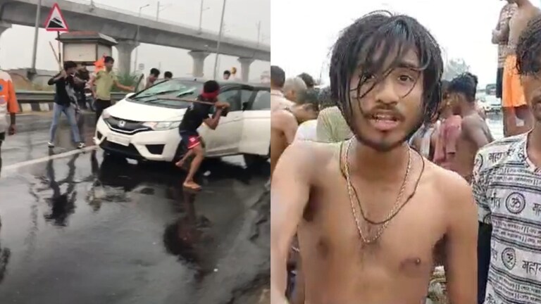 रॉन्ग साइड से आकर कांवड़ खंडित करने का आरोप लगा मेरठ में कार सवार युवकों को कांवड़ियों ने पीटा UP Tak