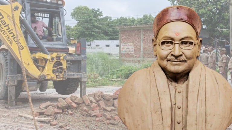 हरिशंकर तिवारी के गांव टाड़ा में लगनी थी उनकी प्रतिमा, चबूतरे पर चला बुल्डोजर, अखिलेश ये बोले Harishankar Tiwari News