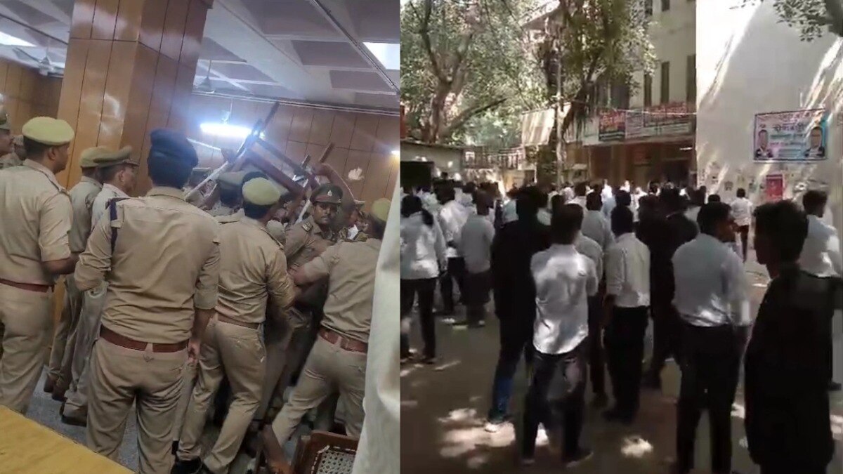 गाजियाबाद में वकीलों ने जिला जज से की बदसलूकी तो पुलिस ने किया लाठीचार्ज, हुई तोड़फोड़ और मचा बवाल Ghaziabad News