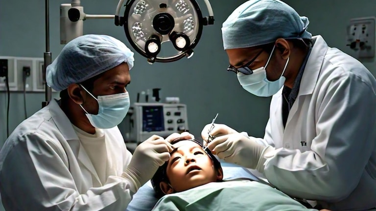 ग्रेटर नोएडा में बच्चे की बाईं की जगह दाईं आंख का किया गया ऑपरेशन, क्या डॉक्टर ने मानी अपनी गलती? Greater Noida News (Photo- AI)