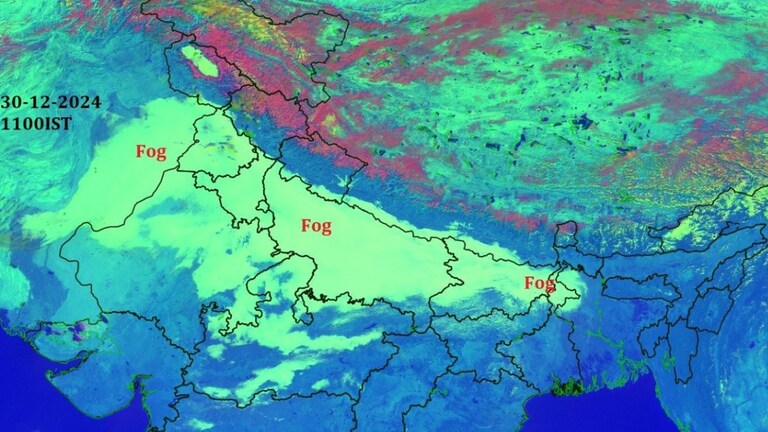 UP weather fog alert: पूरे यूपी से सुबह 11 बजे की सैटलाइट तस्वीर सामने आई, देखिए कैसे पसरा हुआ है फॉग, कोहरे को लेकर ये अलर्ट UP Weather Update