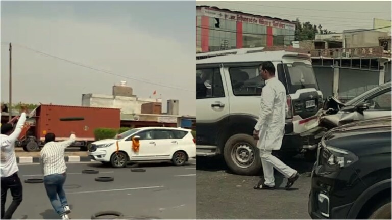 करणी सेना ने फेंक दिए रामजीलाल सुमन के काफिले पर टायर, कई गाड़ियां क्षतिग्रस्त, सपा सांसद किस हाल में हैं? Ramjilal Suman, Ramji Lal Suman news, Ramji Lal Suman attack, Attack On Ramji Lal Suman Convey, Karni Sena, Attack On Ramji Lal Suman Convey news, रामजीलाल सुमन, सपा सांसद रामजीलाल सुमन, सपा रामजीलाल सुमन, यूपी न्यूज, सपा, राणा सांगा, करणी सेना