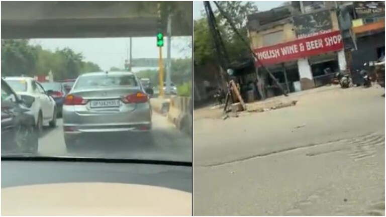 नोएडा में रेड लाइट पर कार खड़ी कर बीयर लेने चला गया युवक, सिग्नल पर हरी बत्ती होते ही ये सब हुआ Noida Viral Video
