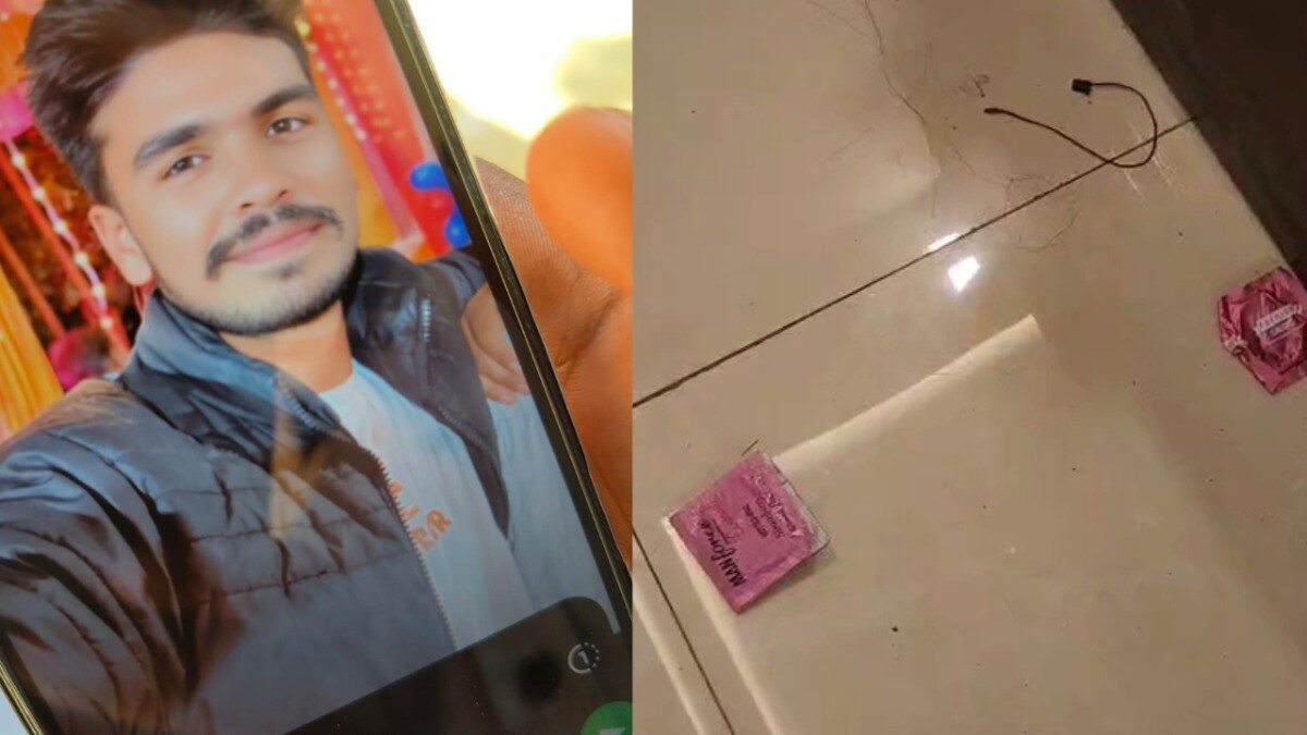 तस्वीर में मृतक दिवाकर यादव और होटल के कमरे में पड़े मिले कॉन्डम के पैकेट