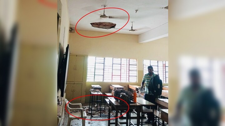 नोएडा के मशहूर केंद्रीय विद्यालय के क्लासरूम की छत से गिरा प्लास्टर, बच्चे का कंधा ही सरक गया! Kendriya Vidyalaya Noida