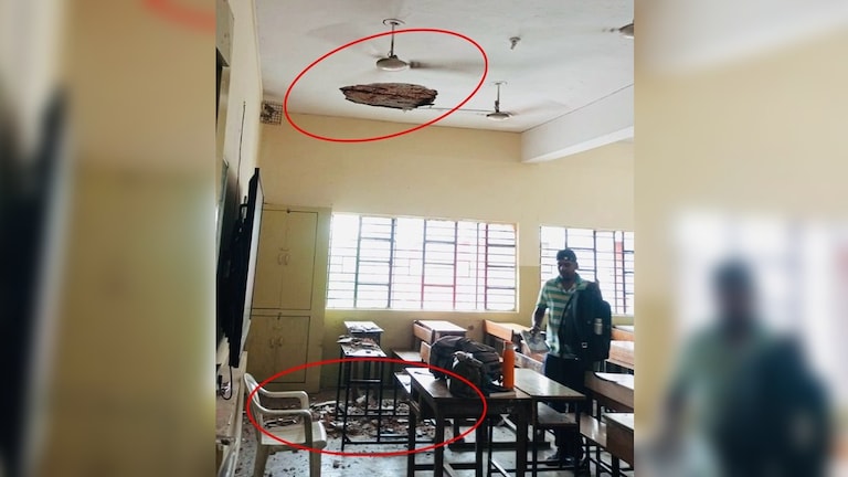 नोएडा के मशहूर केंद्रीय विद्यालय के क्लासरूम की छत से गिरा प्लास्टर, बच्चे का कंधा ही सरक गया! Kendriya Vidyalaya Noida