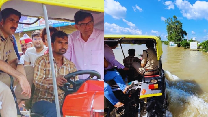 पीलीभीत में बिगड़े हालात...50000 लोगों के लिए मुसीबत बनी बाढ़, ट्रैक्टर पर बैठकर गांव में पहुंचे जिलाधिकारी ज्ञानेंद्र सिंह Flood in pilibhit