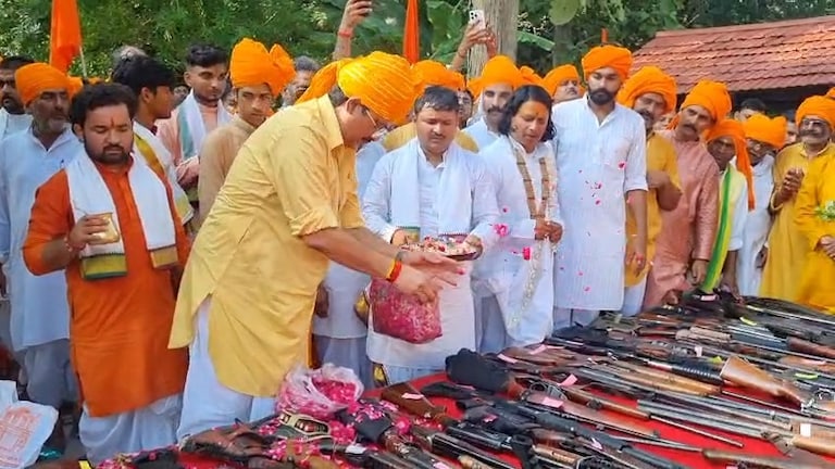 राजा भैया ने लगाई थी सैकड़ों हथियारों की नुमाइश... किसके हैं ये सारे असलहे? अंदर की कहानी सामने आई Raja Bhaiya With Weapons