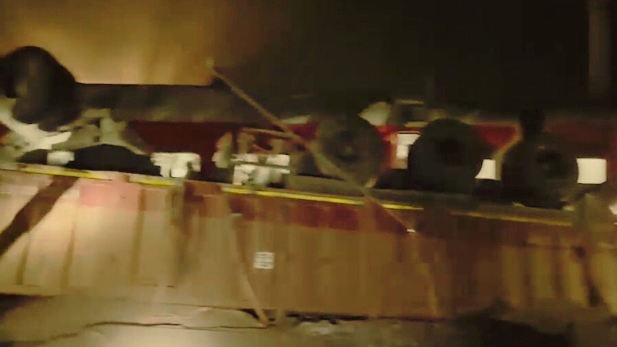 Dumper fall on railway track