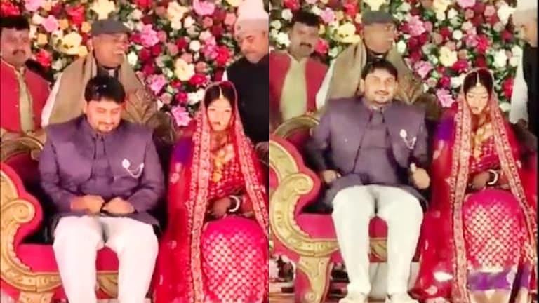 दूल्हा-दुल्हन को आशीर्वाद देने मंच पर चढ़े बलिया के भाजपा नेता, फोटो क्लिक करवाते समय हो गया गजब कांड, वीडियो वायरल Ballia, Ballia news, Ballia viral news, wedding stage collapse, BJP leaders fall, viral video Ballia, Uttar Pradesh wedding mishap, Sanjay Mishra BJP, stage accident wedding, no injuries reported, viral incident UP