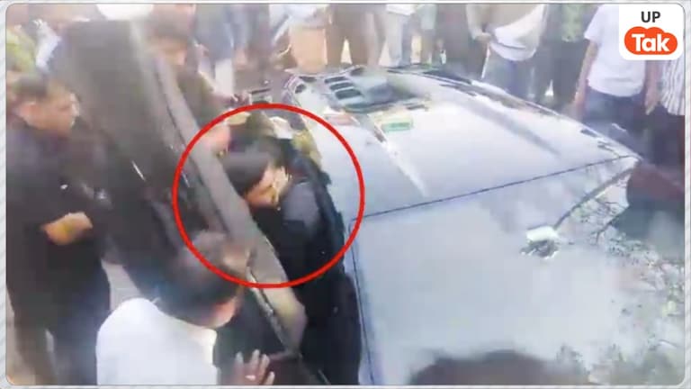 कानपुर में अगर शिवम नहीं ड्राइवर चला रहा था लैंबॉर्गिनी तो फिर ड्राइविंग सीट से बाउंसर जिसे निकाल रहे वो कौन? Video after Lamborghini Accident