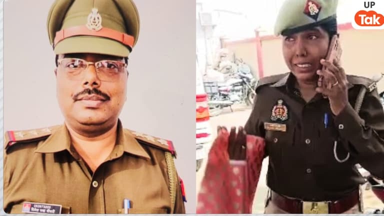 बस्ती में फफक-फफक कर रोने लगीं कॉन्स्टेबल मेनका चौहान और कोतवाल दिनेश चंद्र चौधरी पर लगा दिए ये बड़े आरोप Photo: Dinesh Chaudhary & Menka Chauhan