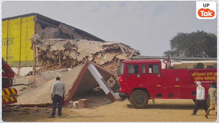 प्रयागराज में कोल्ड स्टोरेज की बिल्डिंग अचानक यूं ढही, अंदर दबे दर्जनों लोग, SDRF मौके पर Prayagraj News