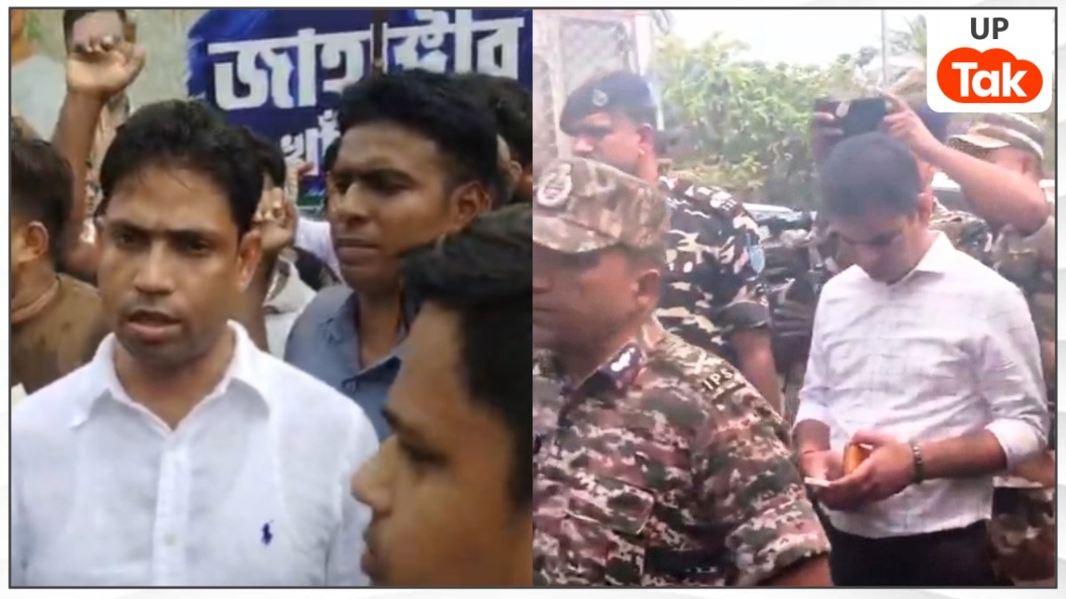 तस्वीर में टीएमसी उम्मीदवार जहांगीर खान और IPS अजय पाल शर्मा