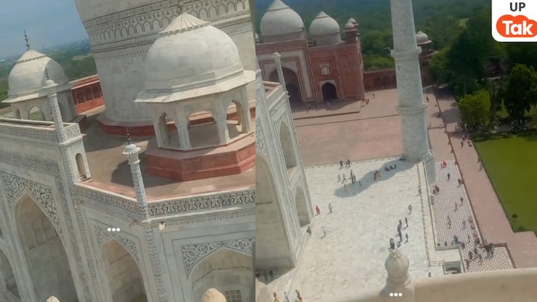ताजमहल की मीनार पर ये कौन चढ़ गया? सुरक्षा में लगी सेंध... अब पूरी कहानी सामने आई Agra, Agra news, Agra taj mahal, Agra police, ताजमहल