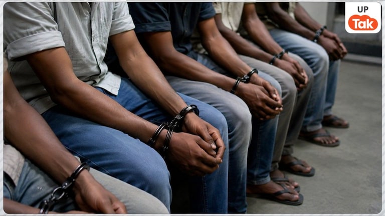 सपा नेता अंबिका चौधरी के रिश्तेदारों के अवैध वसूली के रैकेट का हुआ भंडाफोड़! हाईवे पर ट्रकों से वसूलते थे 3000 रुपए, ऐसे खूली पूरी सच्चाई UPSTF arrested 4 accused running fake RTO extortion racket in Varanasi