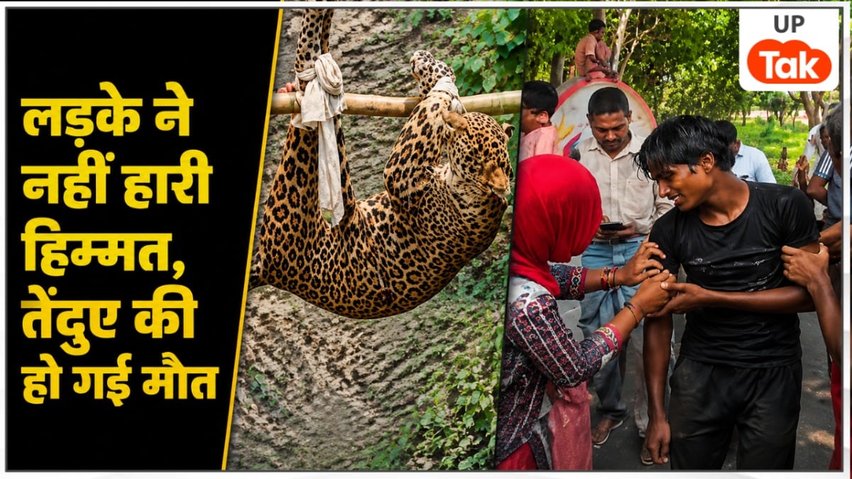 बिना डरे वो आधे घंटे तक लड़ता रहा... कुछ देर बाद तेंदुए की चली गई जान, युवक बच गया जिंदा! Shravasti News