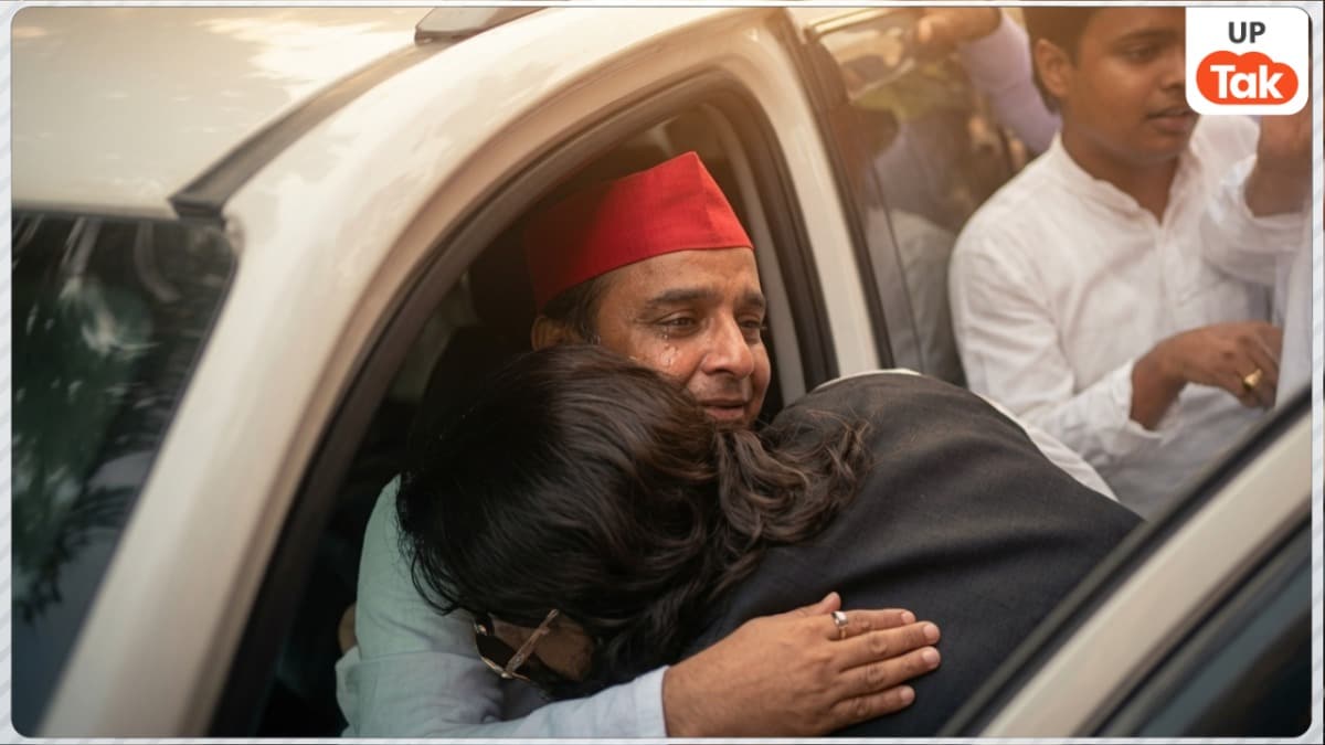 अब्बास अंसारी ने धर्मेंद्र यादव को लगाया गले, क्या मऊ में सपा करने वाली है बड़ा खेल? Abbas Ansari hug Dharmendra Yadav